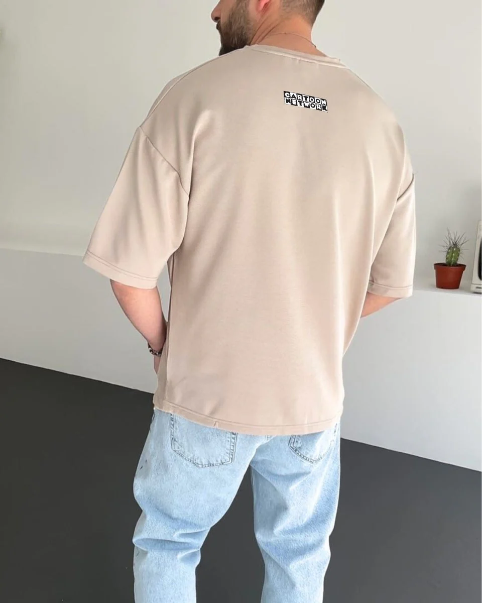 Beige "Adults Swim" Printed Oversize T-Shirt - Image 2