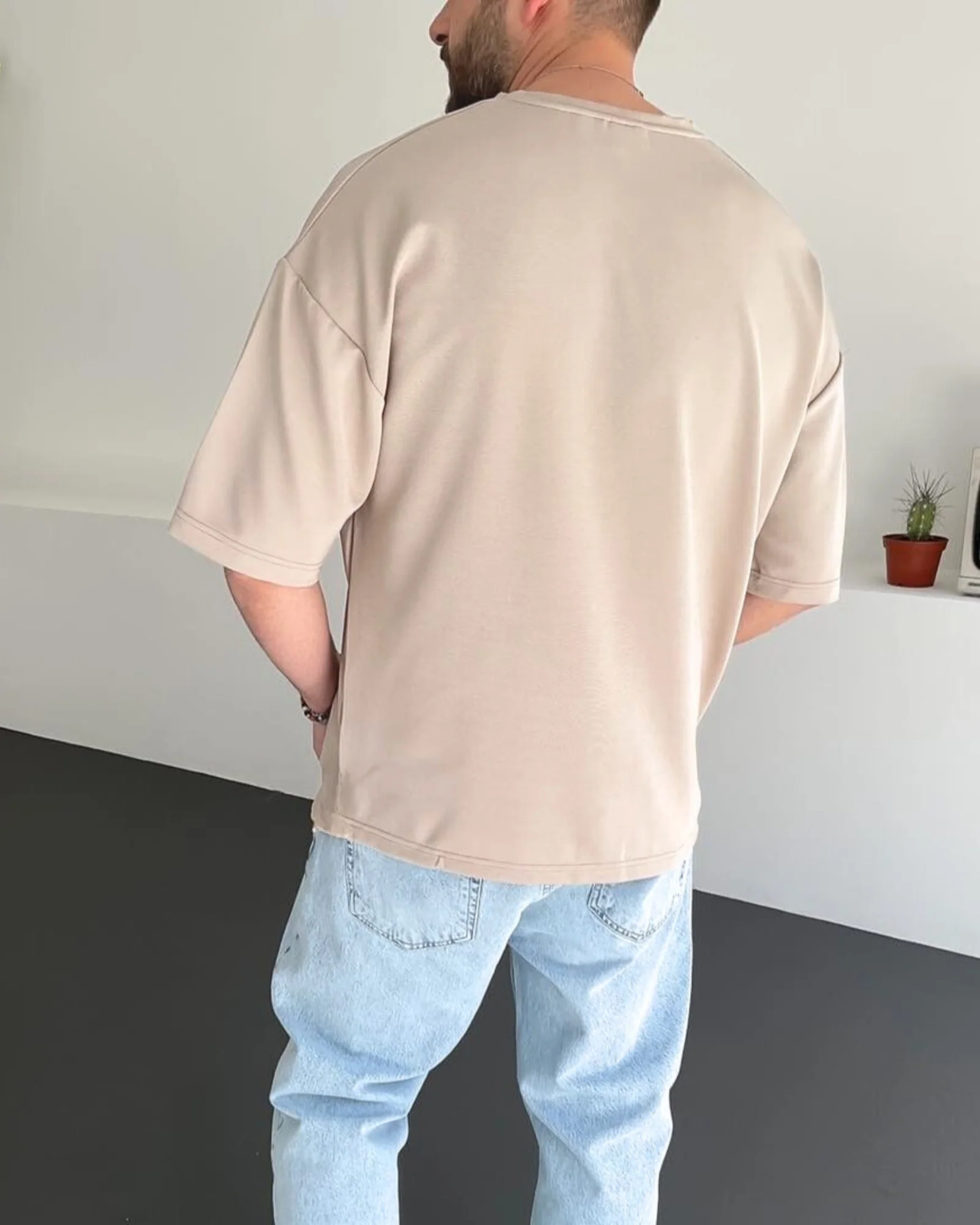 Beige "Eagle" Printed Oversize T-Shirt - Image 2