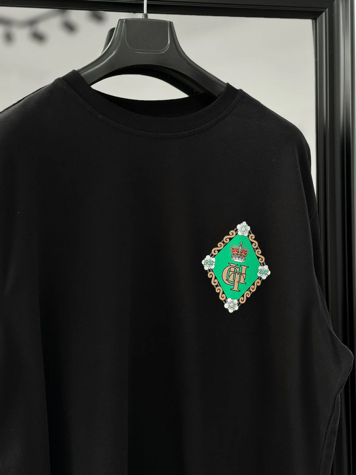 Black "Coat Of Arms" Printed Oversize T-Shirt - Image 6