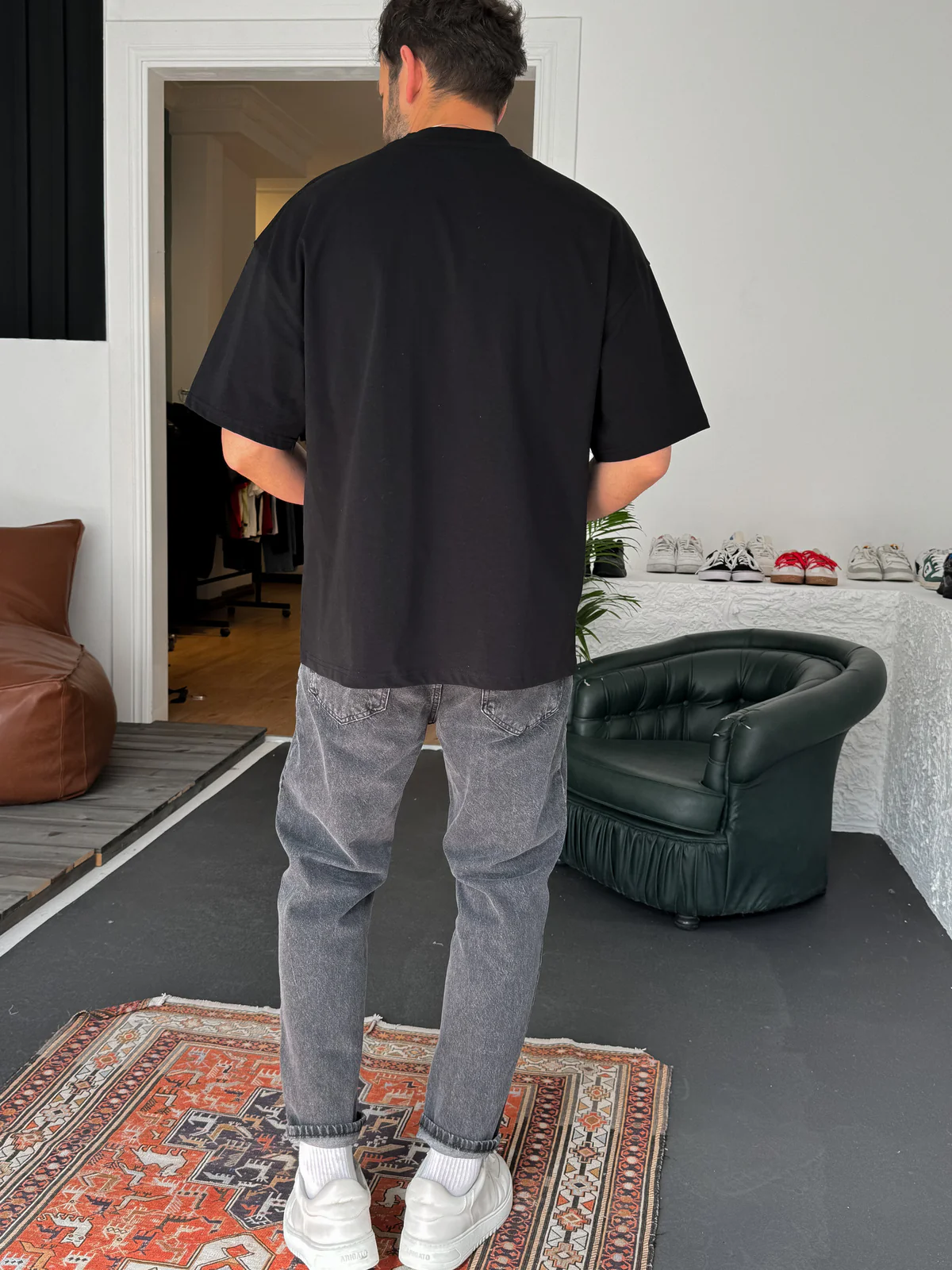 Black "Scooter" printed Oversize T-Shirt - Image 4