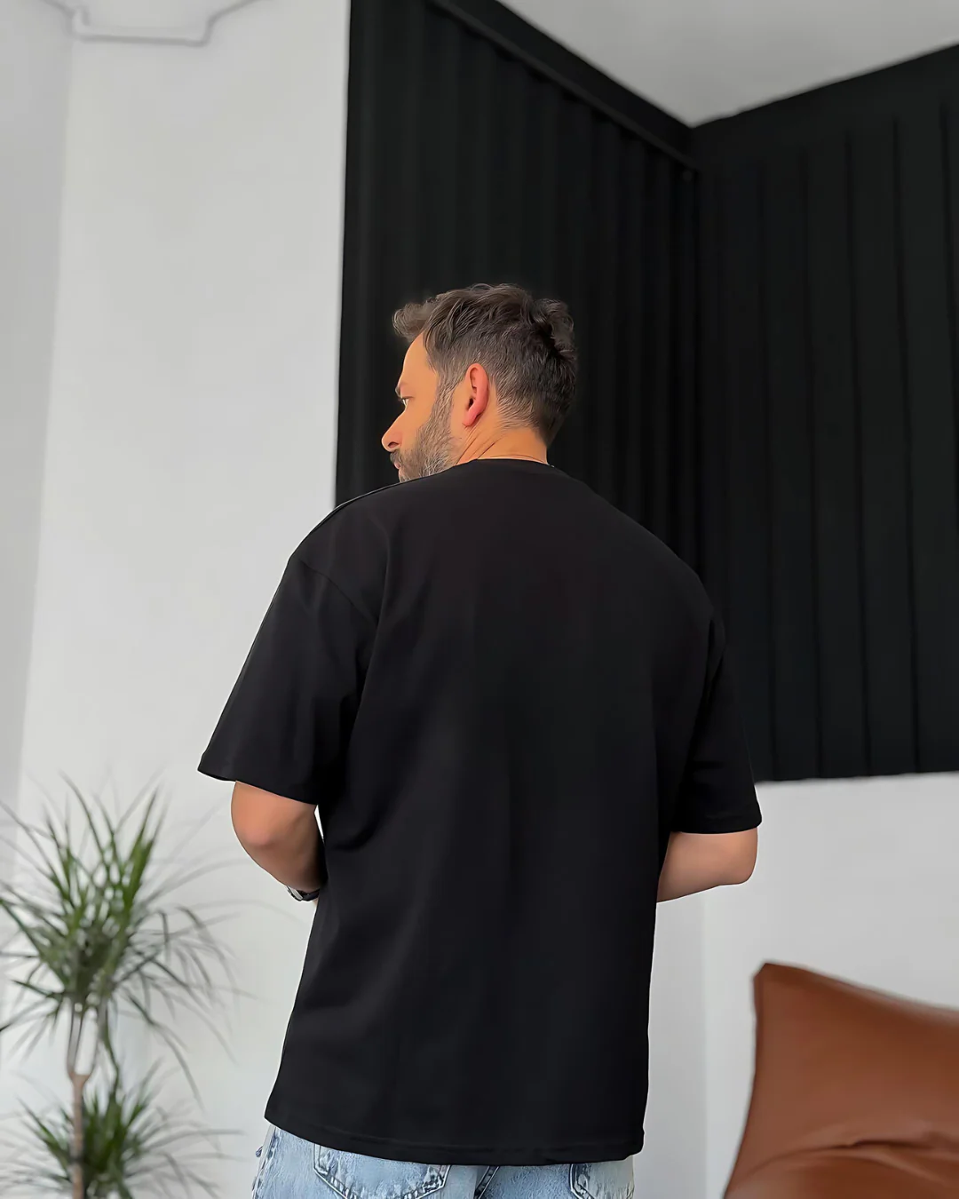 Black "Stay Positive" Printed Oversize T-Shirt - Image 2