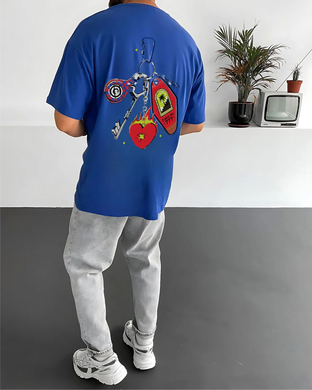 Royal Blue "777" Printed Oversize T-Shirt