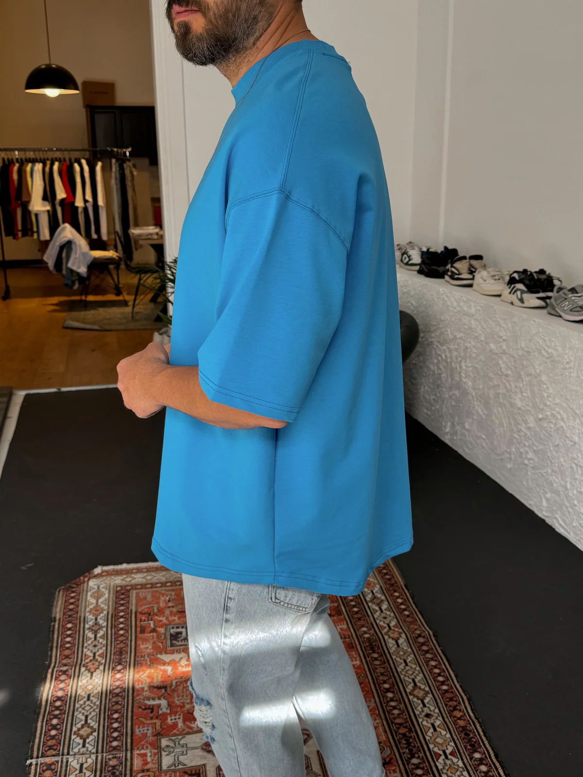 Premium Sky Blue Basic Oversize T-Shirt - Image 3