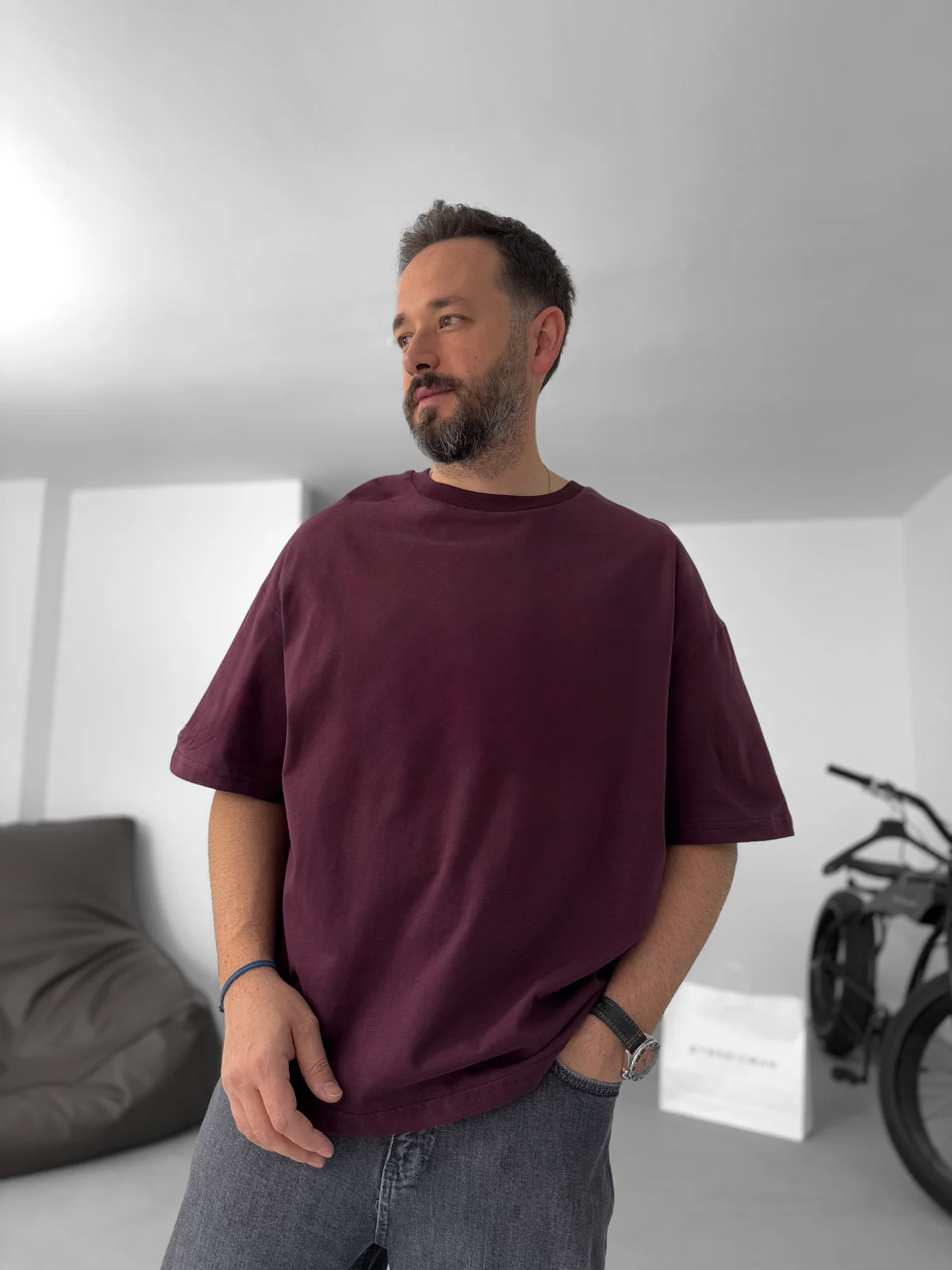 Premium Burgundy Basic Oversize T-Shirt