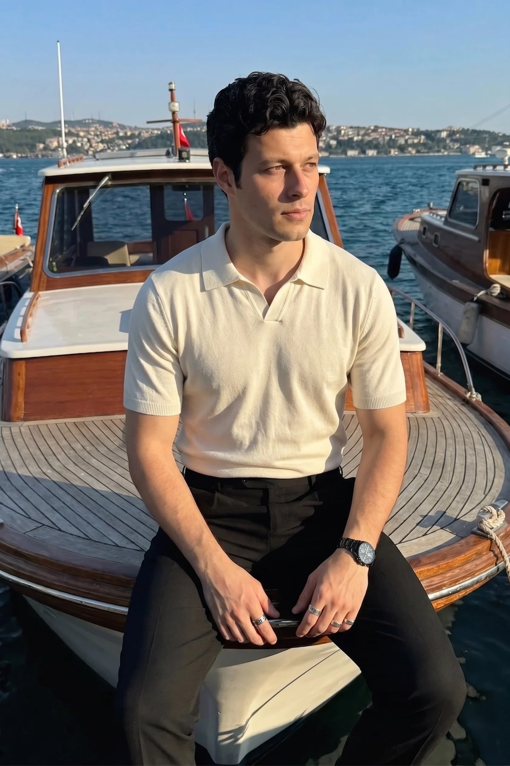 Knitted Polo T-Shirt – Beige - Image 6