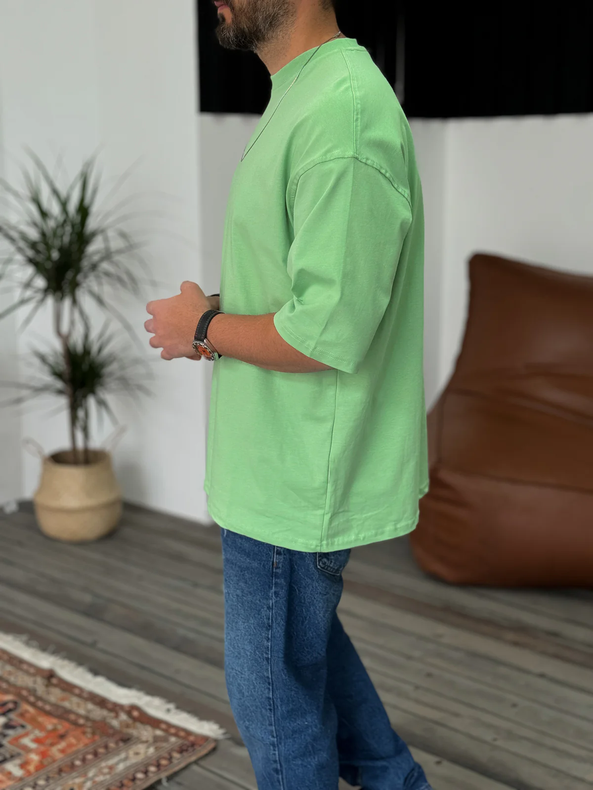 Premium Mint-Green Basic Oversize T-Shirt - Image 3
