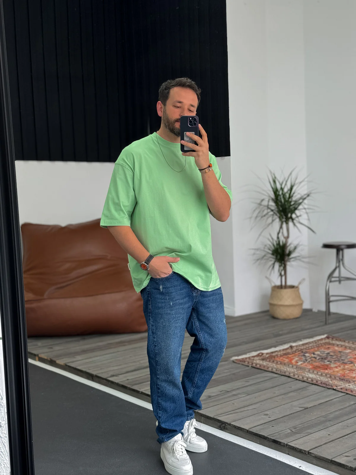 Premium Mint-Green Basic Oversize T-Shirt - Image 4