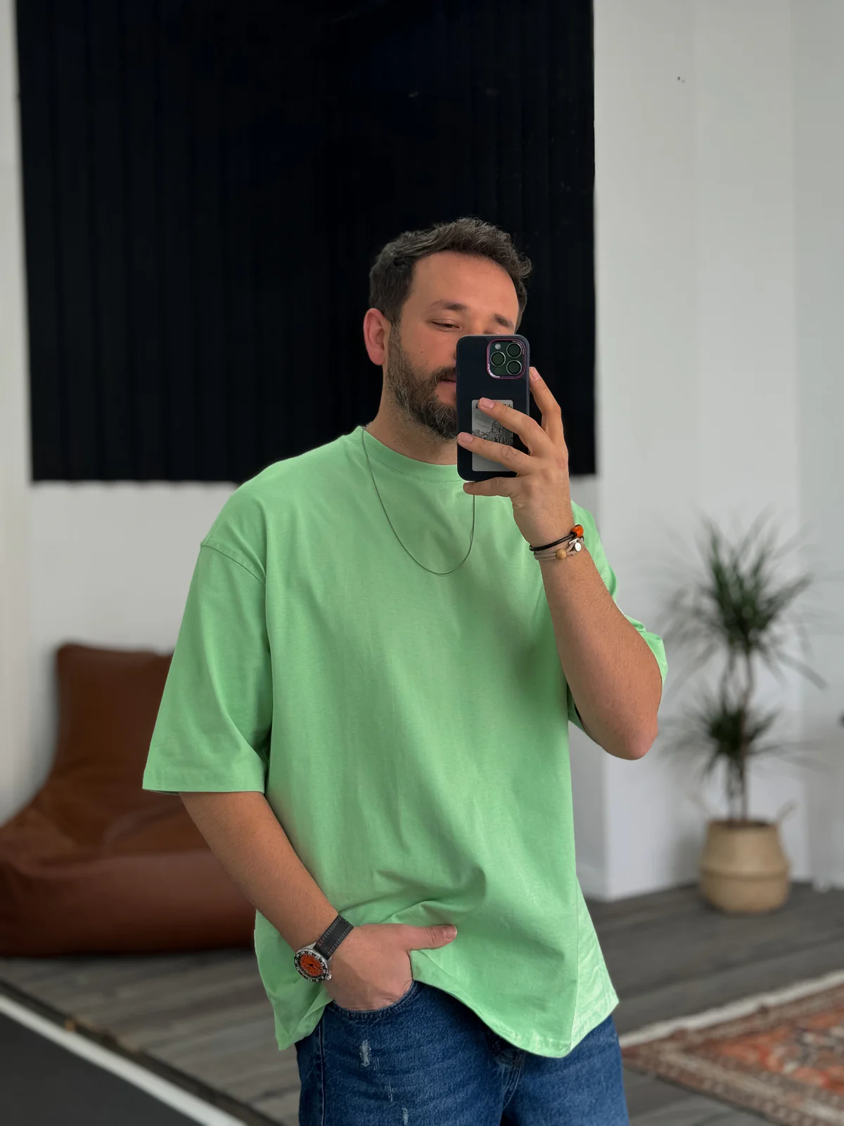 Premium Mint-Green Basic Oversize T-Shirt - Image 5