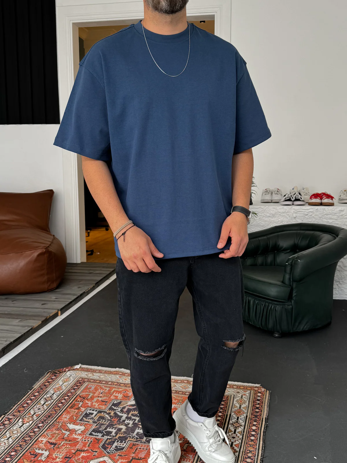 Premium Petrol Basic Oversize T-Shirt - Image 2