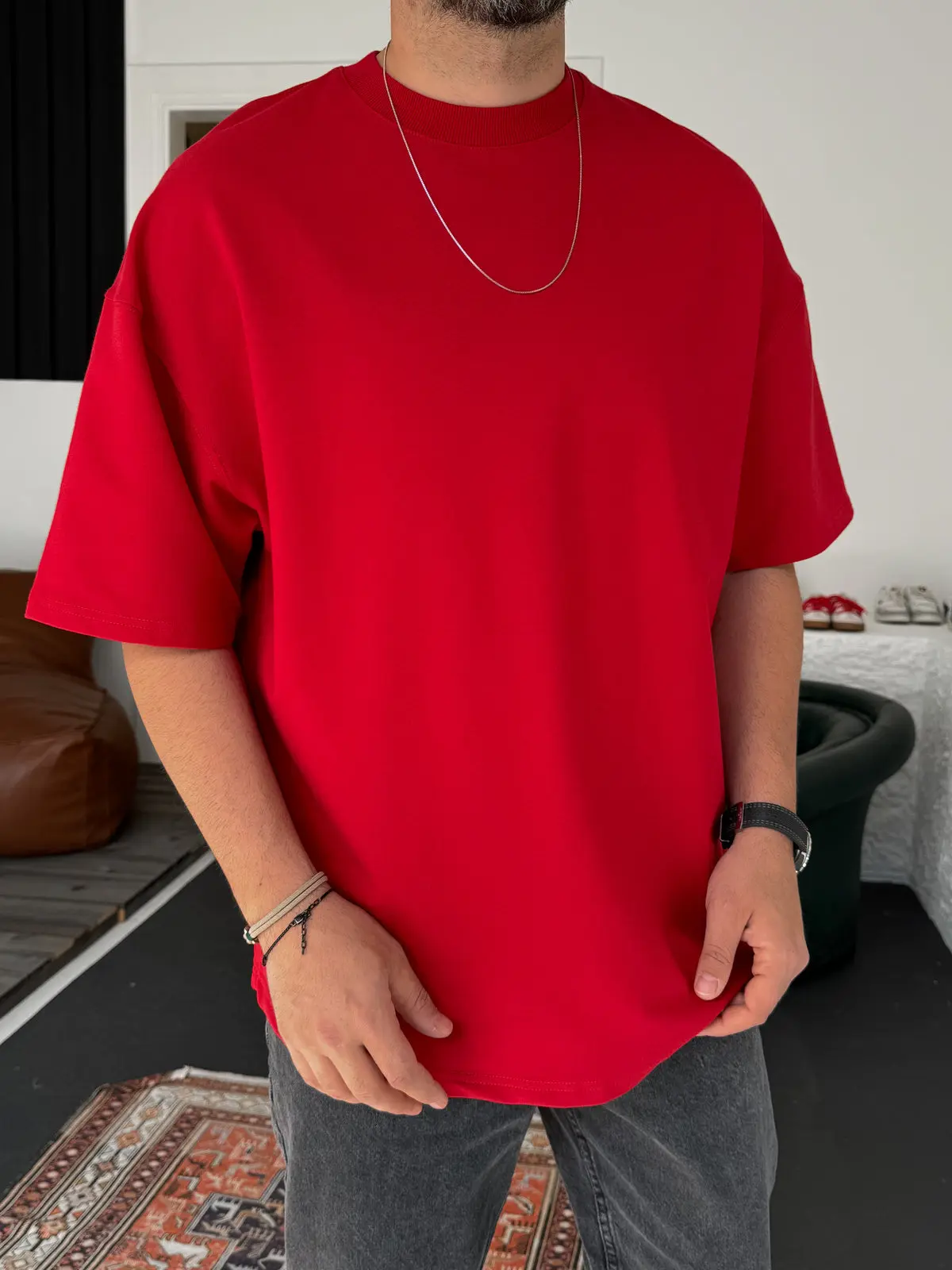 Red Basic Oversize T-Shirt - Image 3