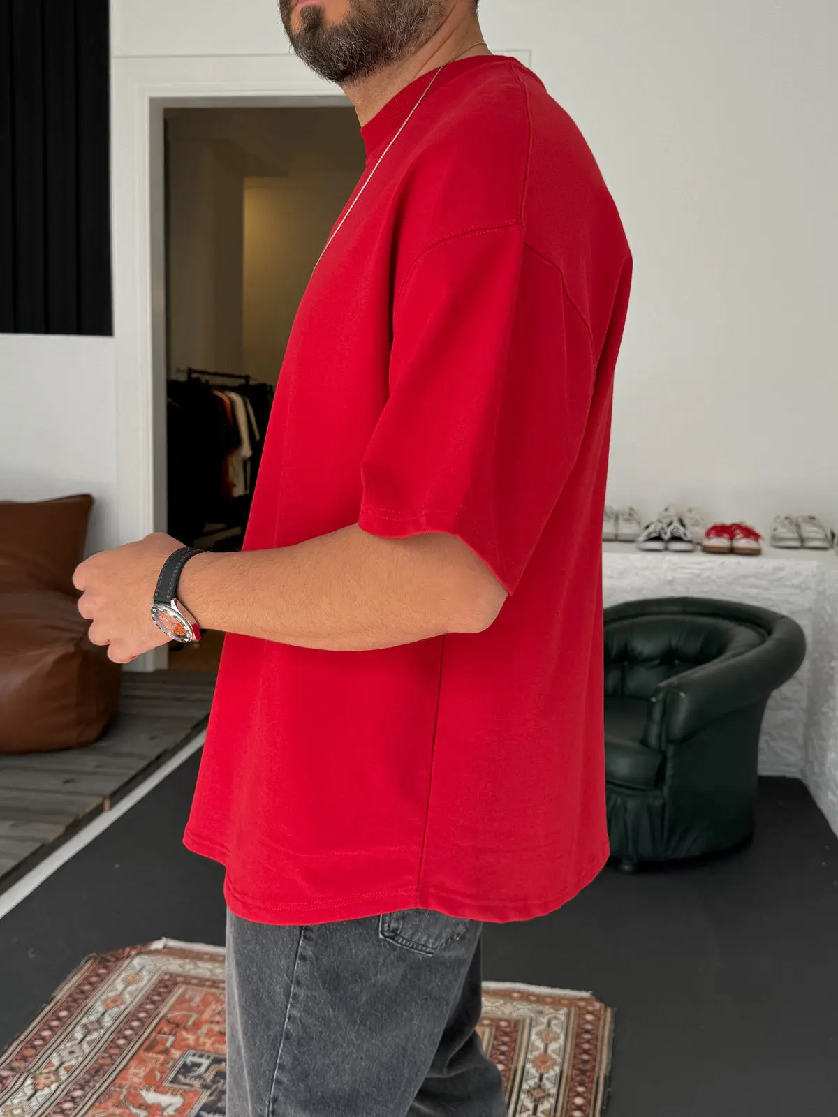 Red Basic Oversize T-Shirt - Image 4