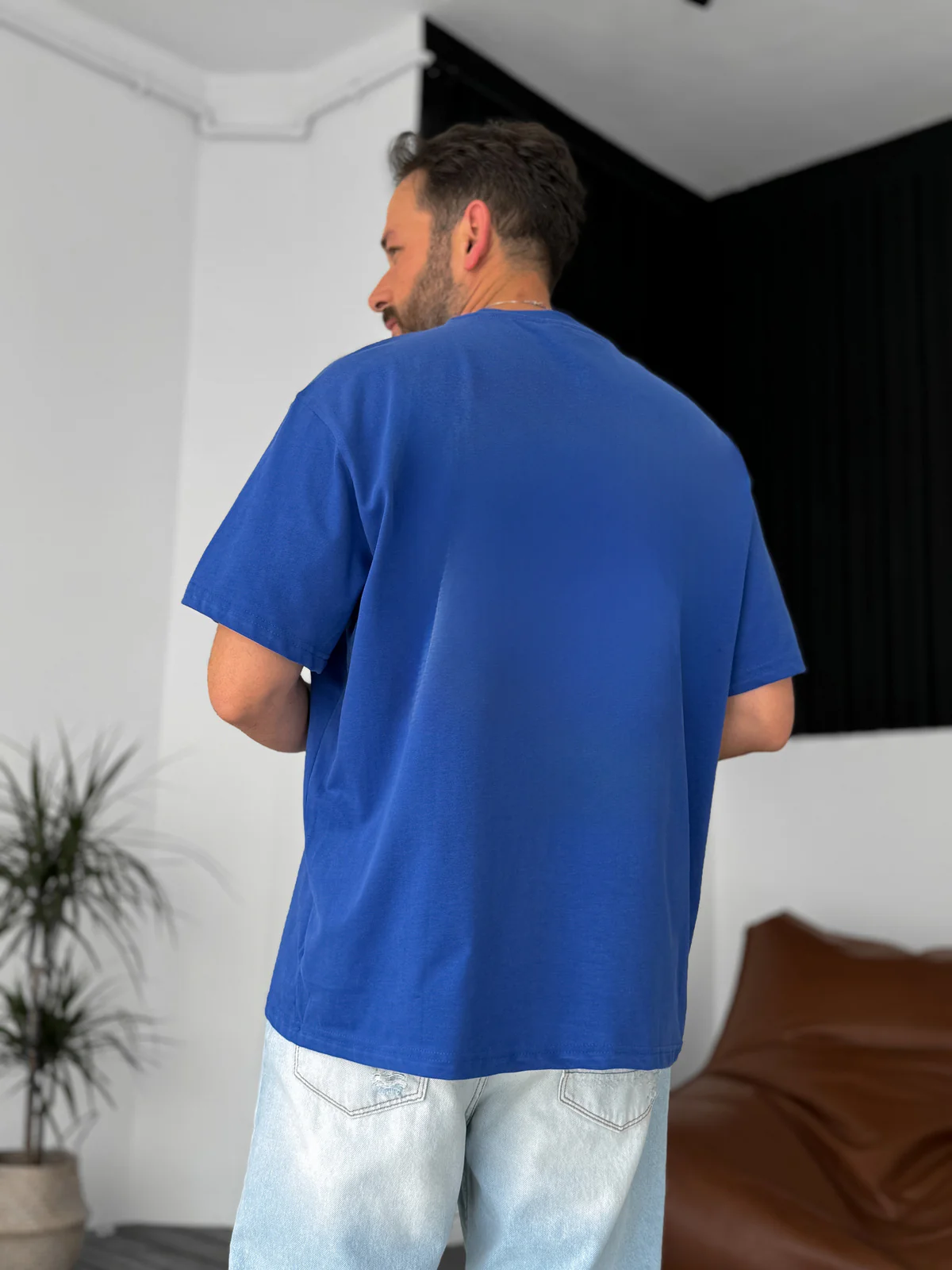 Royal Blue Basic Oversize T-Shirt - Image 3
