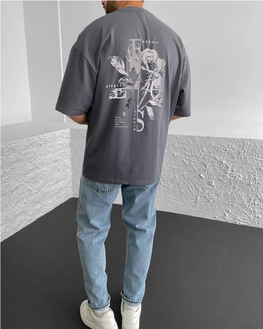 Smoked "Flower" Printed Oversize T-Shirt