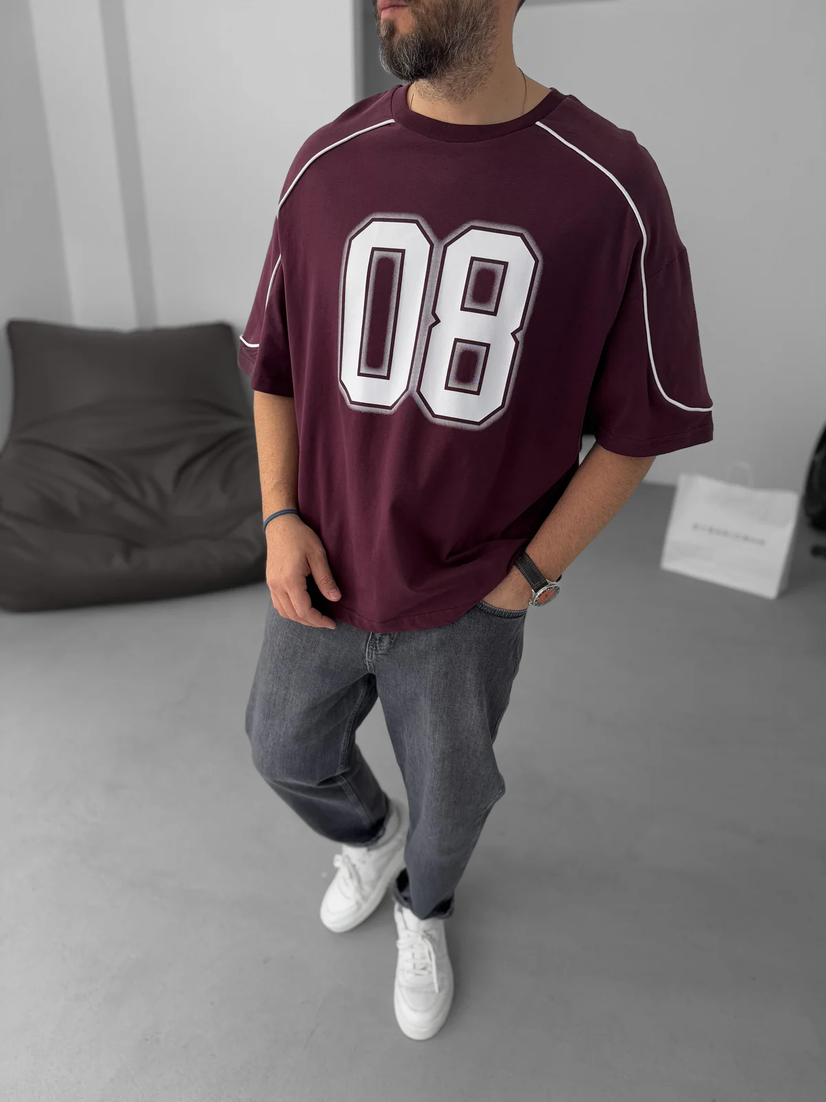 Limited Edition Burgundy Printed T-Shirt 08 - Image 3