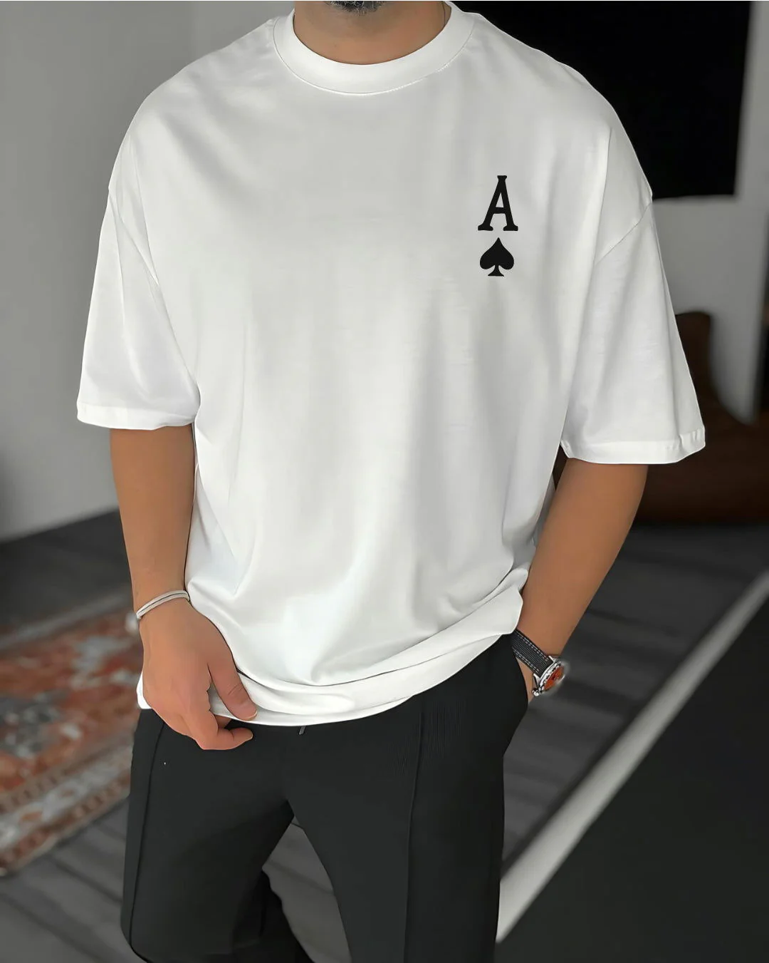 White "Ace" Printed Oversize T-Shirt - Image 2