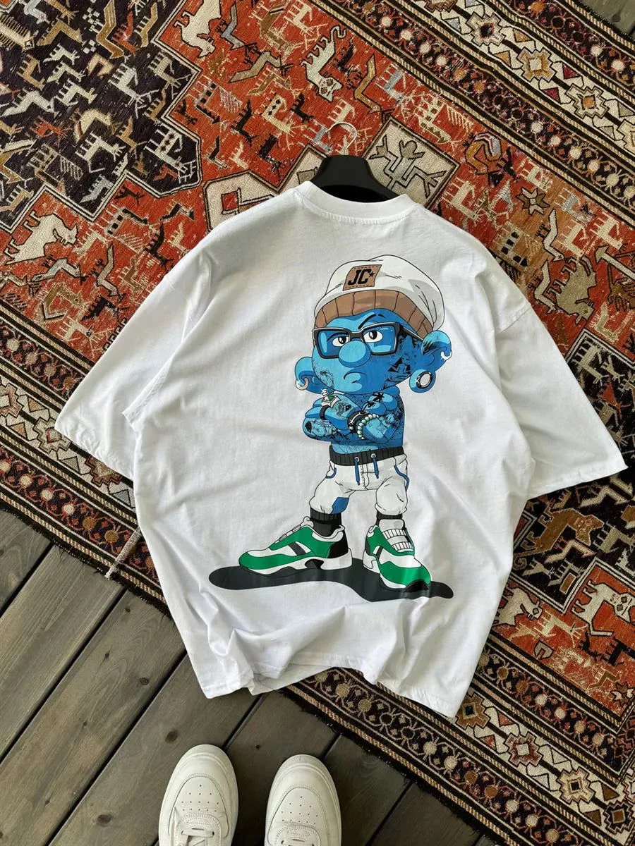 White "Crime" Printed Oversize T-Shirt - Image 3