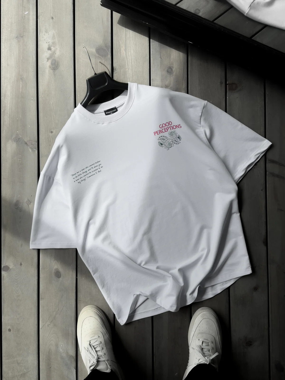 Premium White "Good Perceptions" Printed Oversize T-Shirt - Image 4