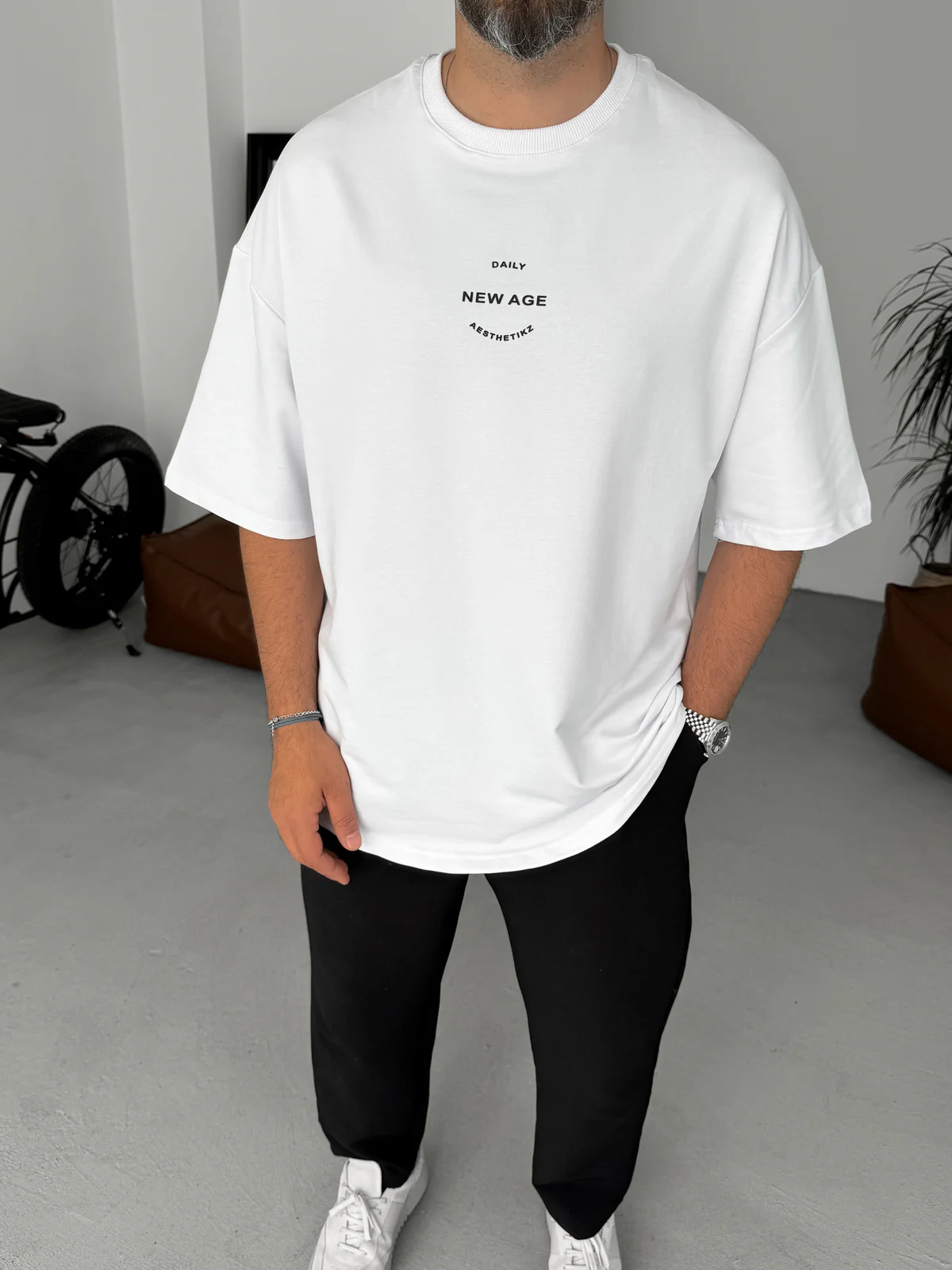 Premium White "New Age" Printed Oversize T-Shirt
