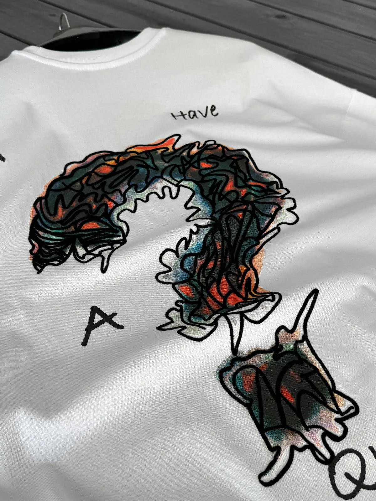 White "Question" Printed Oversize T-Shirt - Image 6