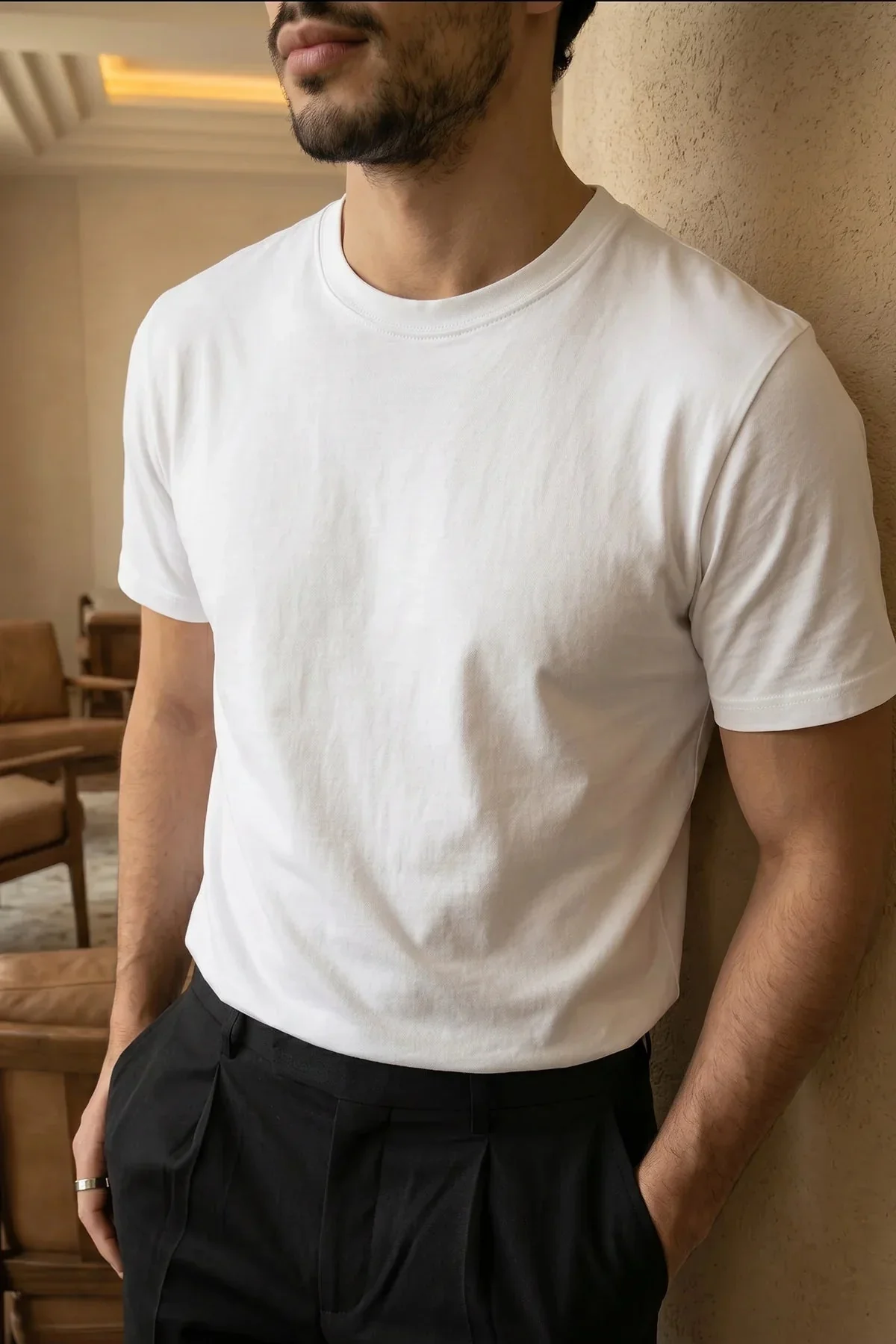 White Regular Fit T-Shirt - Image 5