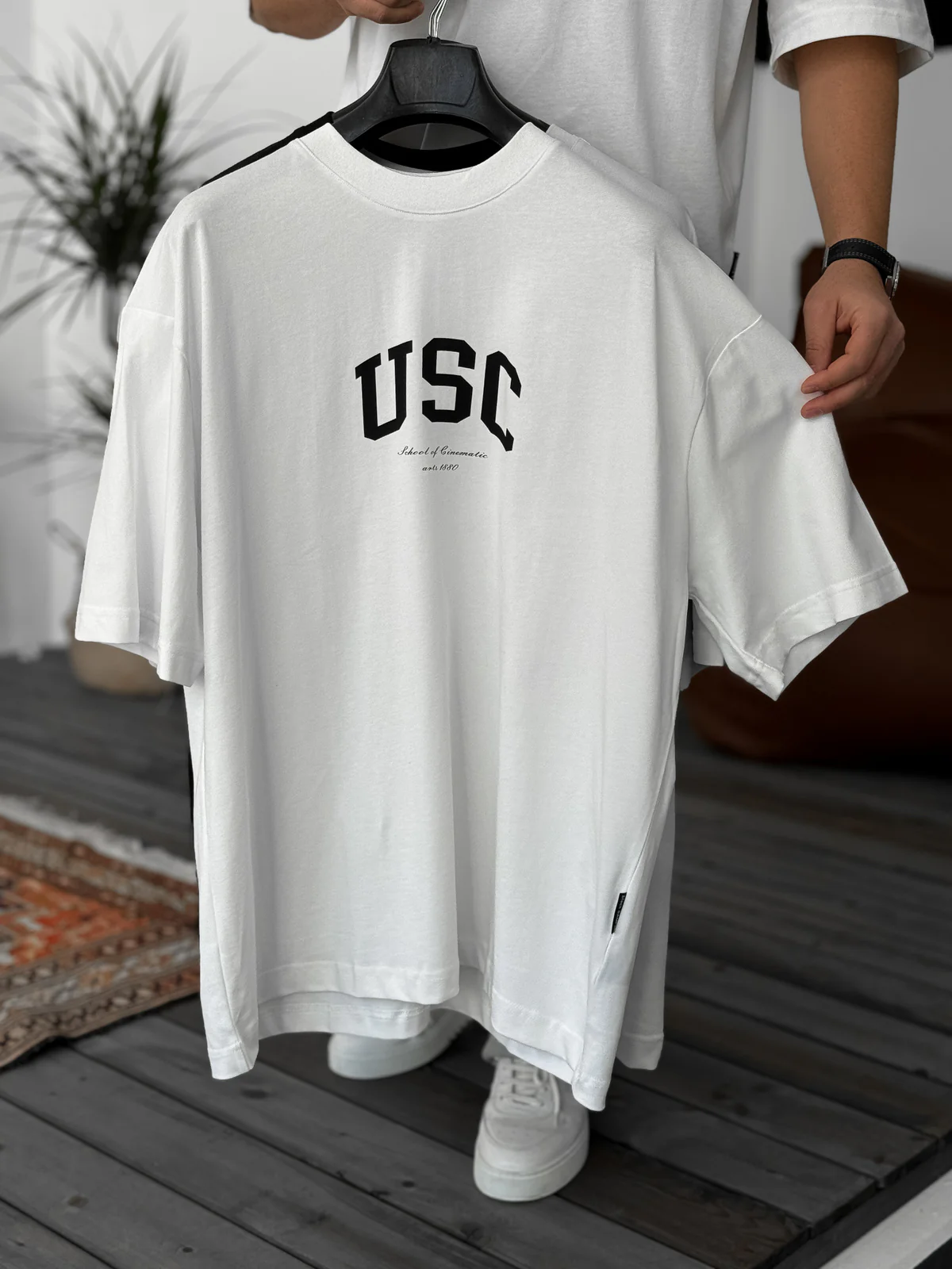 White "Usc" printed Oversize T-Shirt - Image 5