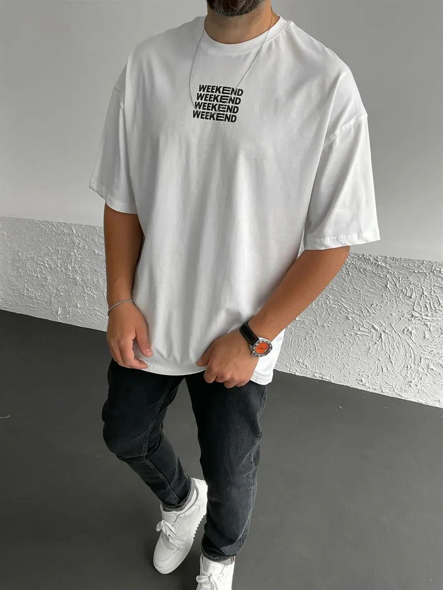 White Weekend Printed Oversize T-Shirt