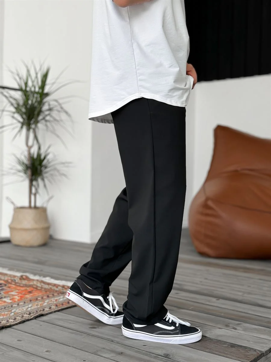 Wide Leg Chino Trousers - Black - Image 8